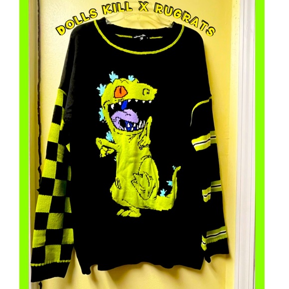 Dolls Kill Sweaters - 🆕 Dolls Kills Rugrats Reptar Oversized Sweater Medium 90’s Nostalgia